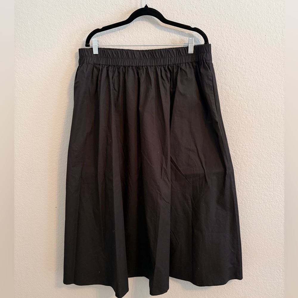 A New Day Black Elastic Waist Midi Skirt Size XL